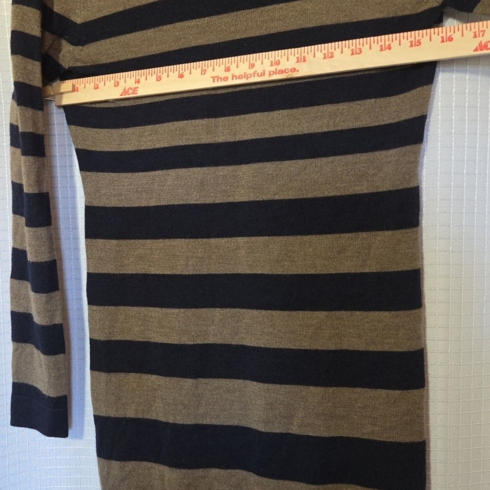 Ann Taylor Loft Merino Wool Blend Cowl Neck Sweater Dress Size S Navy And Brown - Picture 6 of 8